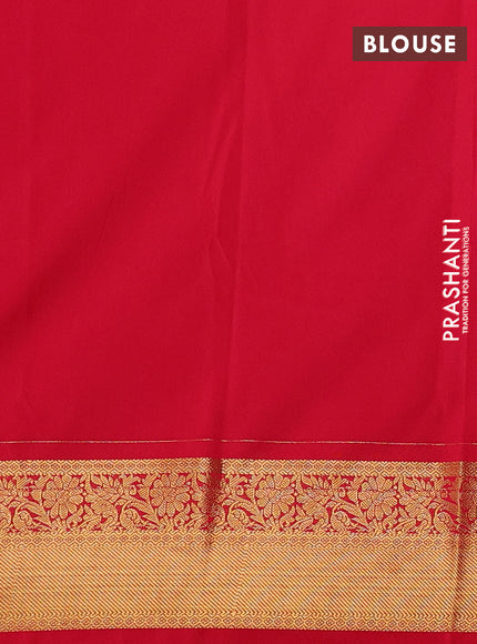 Grey & Red Semi Kanchipuram Silk - Korvai