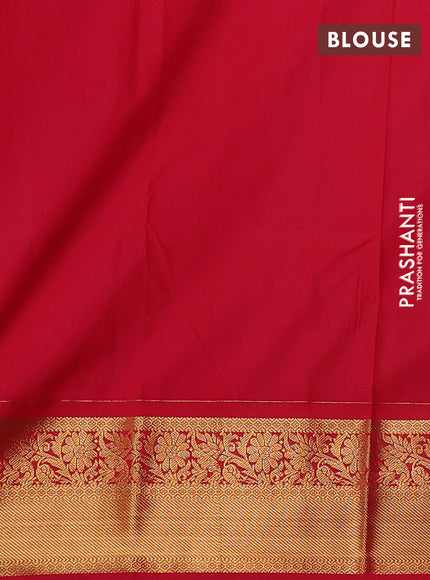 Blue & Red Semi Kanchipuram Silk - Korvai