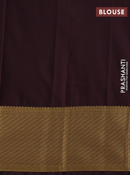 Peach Pink & Coffee Brown Semi Kanchipuram Silk - Korvai
