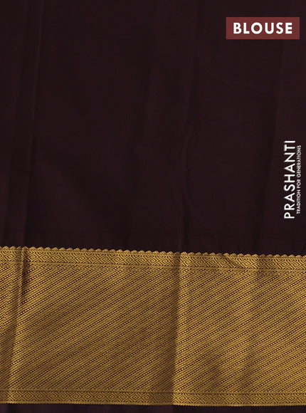 Teal Blue & Coffee Brown Semi Kanchipuram Silk - Korvai