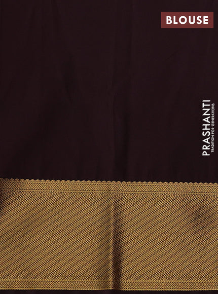 Red & Coffee Brown Semi Kanchipuram Silk - Korvai