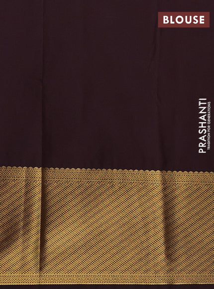 Green & Coffee Brown Semi Kanchipuram Silk - Korvai