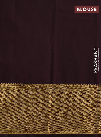Mustard Yellow & Coffee Brown Semi Kanchipuram Silk - Korvai