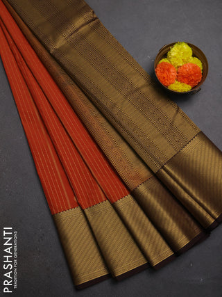Rust & Coffee Brown Semi Kanchipuram Silk - Korvai