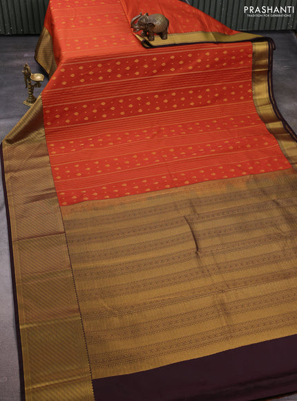 Rust & Coffee Brown Semi Kanchipuram Silk - Korvai