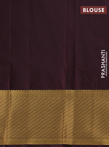 Blue & Coffee Brown Semi Kanchipuram Silk - Korvai