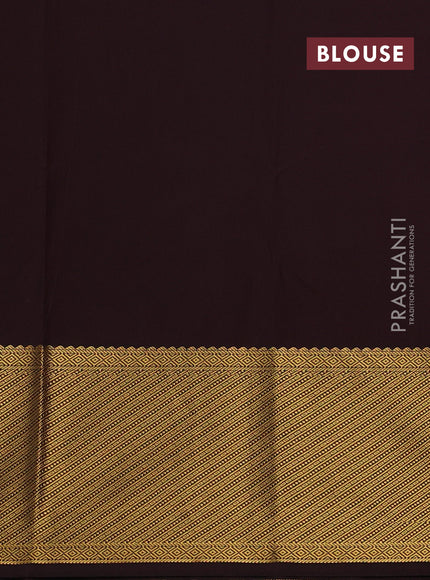 Pale Orange & Coffee Brown Semi Kanchipuram Silk - Korvai