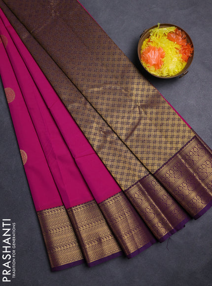 Pink & Purple Semi Kanchipuram Silk - Korvai