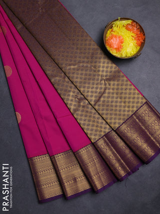 Pink & Purple Semi Kanchipuram Silk - Korvai