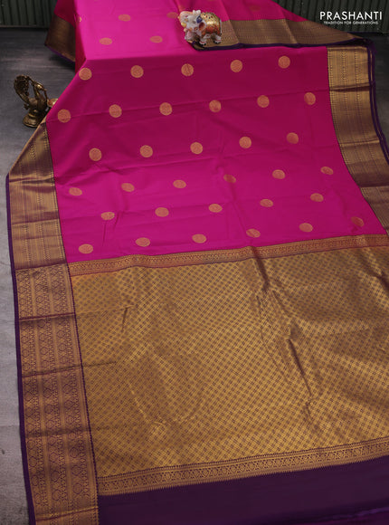 Pink & Purple Semi Kanchipuram Silk - Korvai
