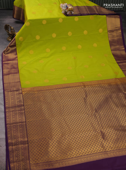 Green & Purple Semi Kanchipuram Silk - Korvai