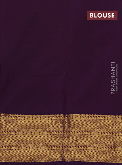 Green & Purple Semi Kanchipuram Silk - Korvai