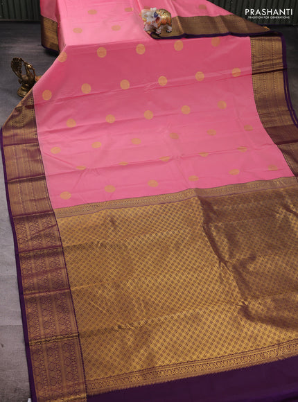 Pink & Violet Semi Kanchipuram Silk - Korvai