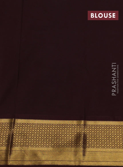 Pastel Green & Coffee Brown Semi Kanchipuram Silk - Korvai