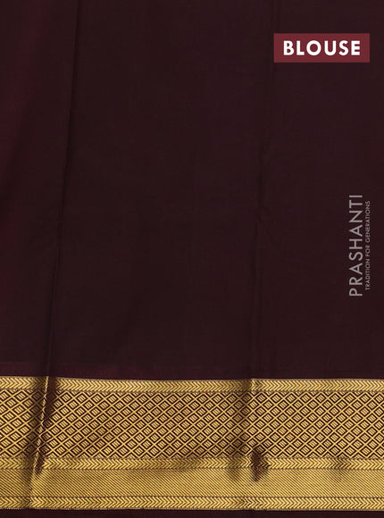 Peach Pink & Coffee Brown Semi Kanchipuram Silk - Korvai