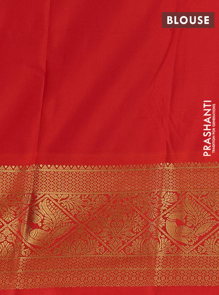 Magenta Pink & Orange Semi Kanchipuram Silk - Korvai