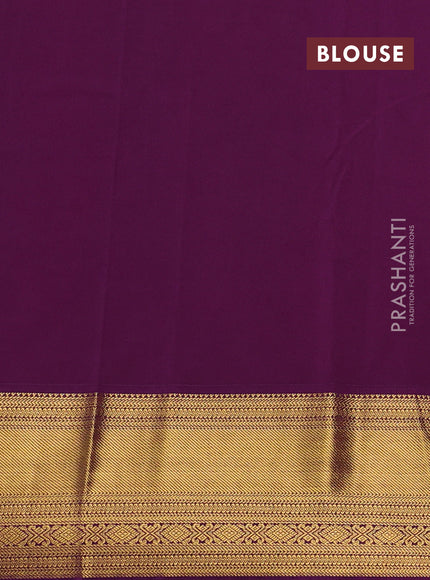 Teal Blue & Purple Semi Kanchipuram Silk - Korvai