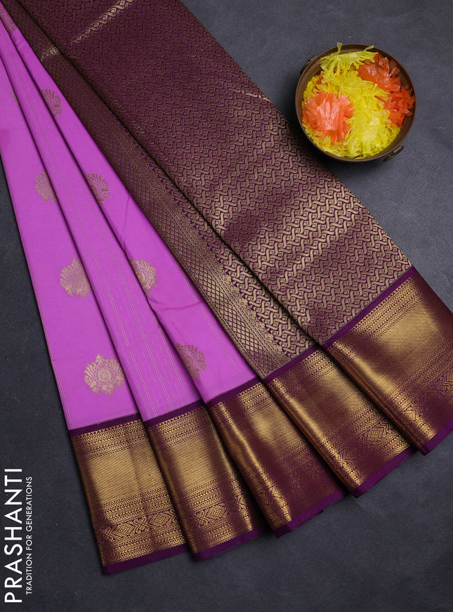 Lavender & Purple Semi Kanchipuram Silk - Korvai