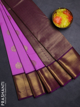 Lavender & Purple Semi Kanchipuram Silk - Korvai