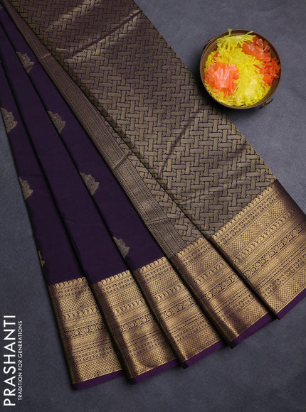 Purple Semi Kanchipuram Silk - Korvai