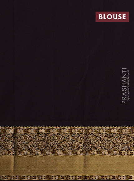 Teal Blue & Coffee Brown Semi Kanchipuram Silk - Korvai