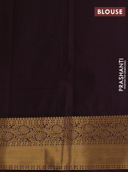 Green & Coffee Brown Semi Kanchipuram Silk - Korvai