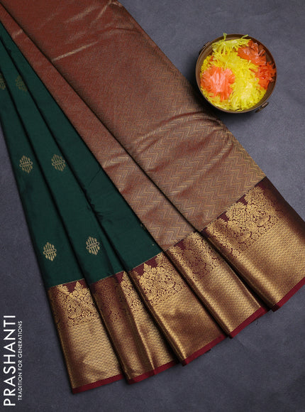 Green & Maroon Semi Kanchipuram Silk - Korvai