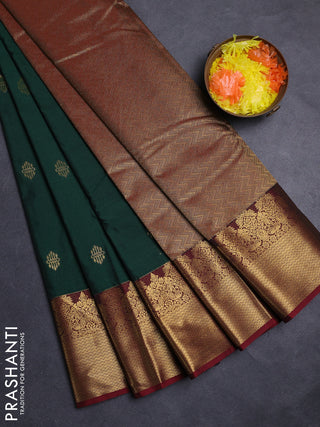 Green & Maroon Semi Kanchipuram Silk - Korvai
