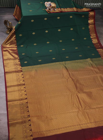 Green & Maroon Semi Kanchipuram Silk - Korvai