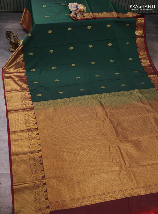 Green & Maroon Semi Kanchipuram Silk - Korvai