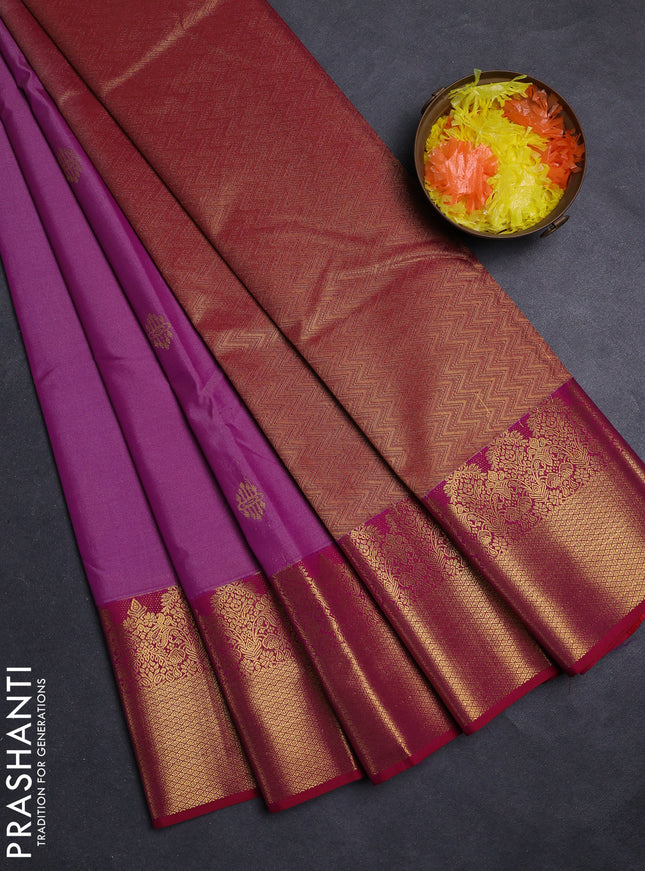 Purple & Pink Semi Kanchipuram Silk - Korvai