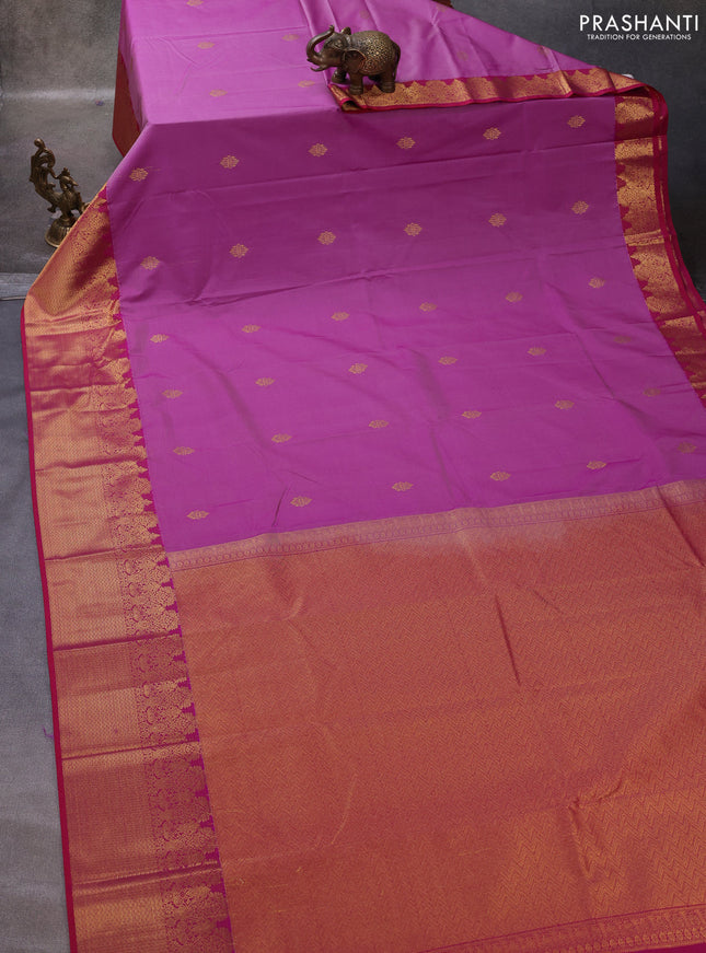 Purple & Pink Semi Kanchipuram Silk - Korvai
