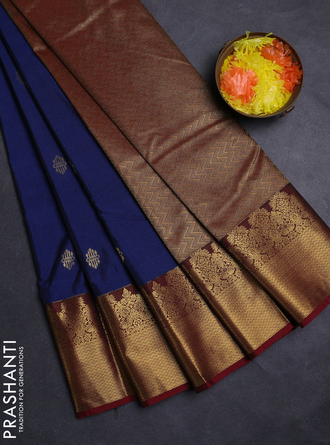 Blue & Maroon Semi Kanchipuram Silk - Korvai
