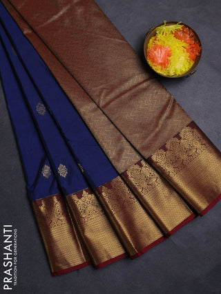 Blue & Maroon Semi Kanchipuram Silk - Korvai