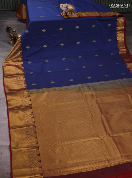 Blue & Maroon Semi Kanchipuram Silk - Korvai