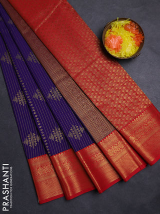 Violet & Red Semi Kanchipuram Silk - Korvai