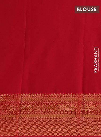 Blue & Red Semi Kanchipuram Silk - Korvai