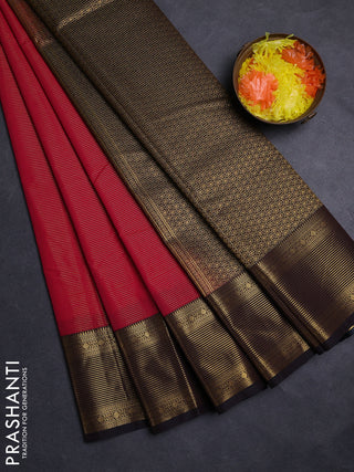 Pink & Coffee Brown Semi Kanchipuram Silk - Korvai