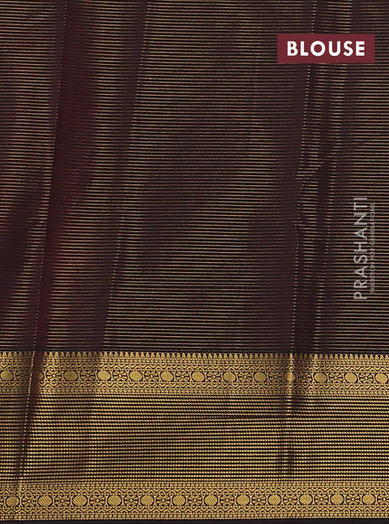 Pink & Coffee Brown Semi Kanchipuram Silk - Korvai