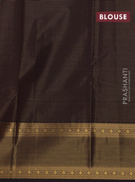 Mustard Yellow & Coffee Brown Semi Kanchipuram Silk - Korvai