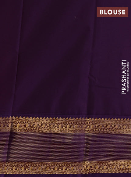 Red & Violet Semi Kanchipuram Silk - Korvai