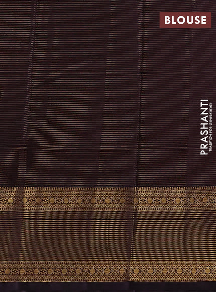 Pink & Coffee Brown Semi Kanchipuram Silk - Korvai