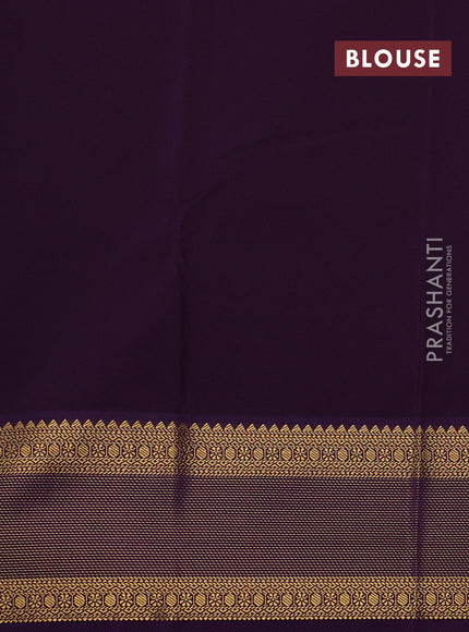 Green & Purple Semi Kanchipuram Silk - Korvai