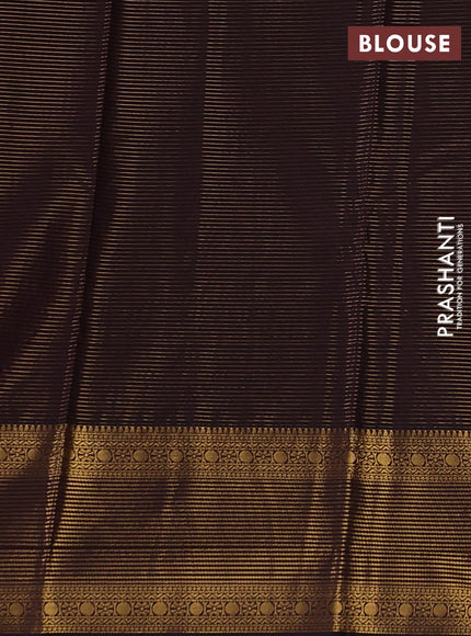 Pink & Coffee Brown Semi Kanchipuram Silk - Korvai