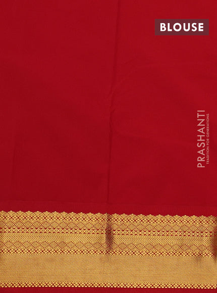 Peach Pink & Red Semi Kanchipuram Silk - Korvai1Damage