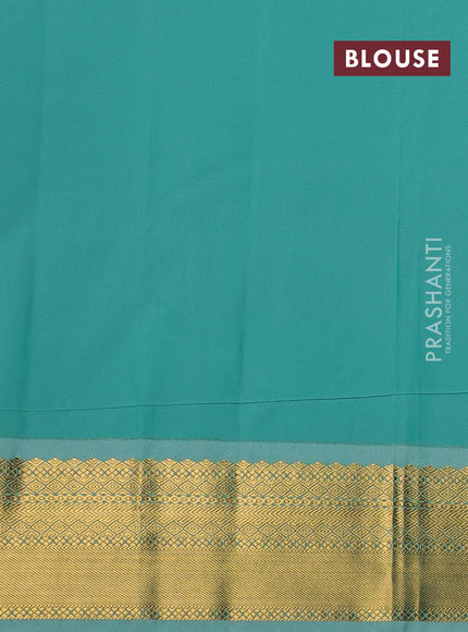 Coffee Brown & Teal Green Semi Kanchipuram Silk - Korvai