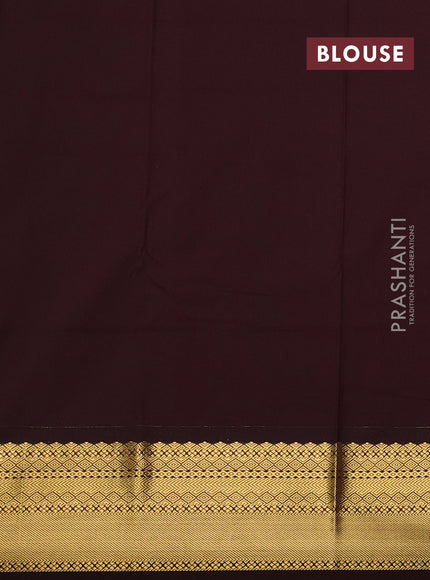 Cs Blue & Coffee Brown Semi Kanchipuram Silk - Korvai