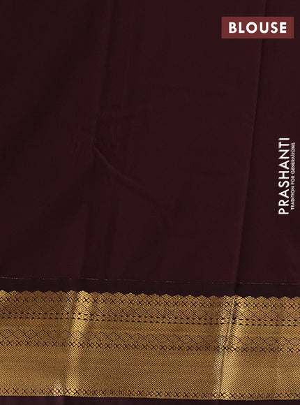 Green & Coffee Brown Semi Kanchipuram Silk - Korvai