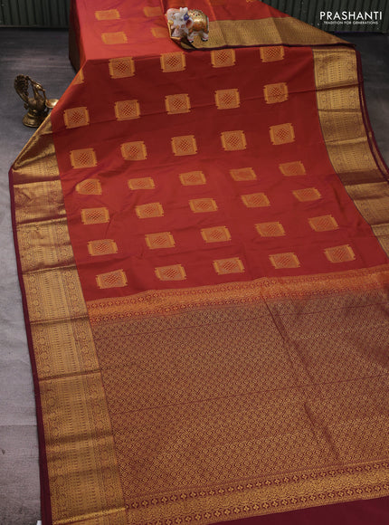 Rust & Maroon Semi Kanchipuram Silk - Korvai