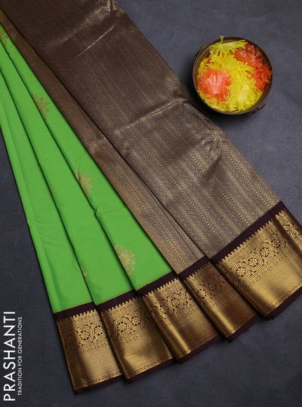 Green & Maroon Semi Kanchipuram Silk - Korvai